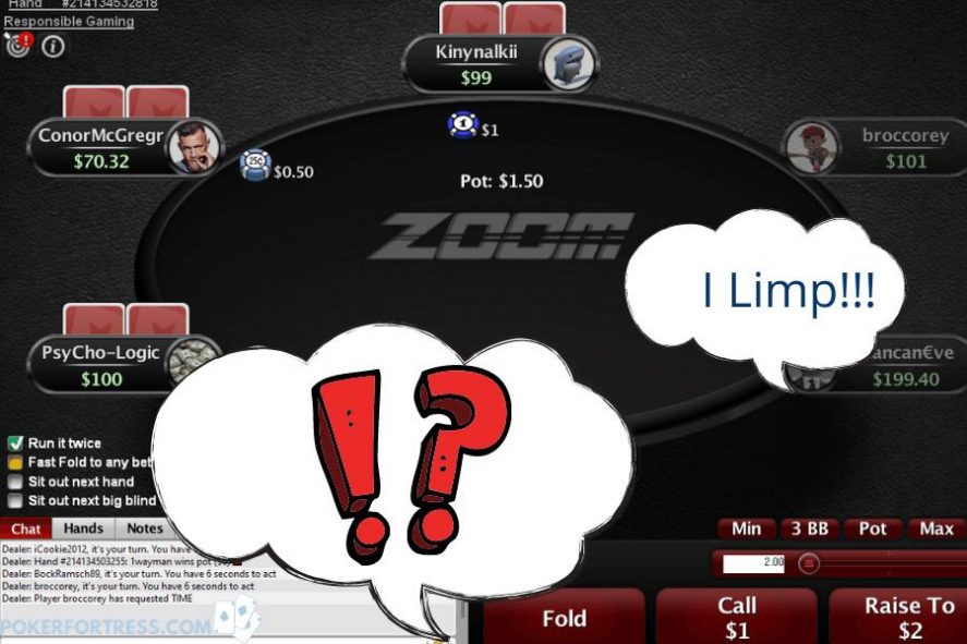 Example of limping preflop in poker.